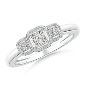 Angara Natural Diamond Art Deco Engagement Ring for Women in 14K White Gold (1/10 cttw) Ring Size 6 - April Birthstone