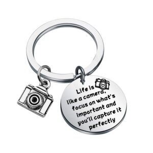 fustmw photographer gift camera charm keychain wedding photographer gift camera jewelry gifts for videographer inspirational gift (silver)