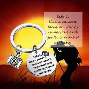 FUSTMW Photographer Gift Camera Charm Keychain Wedding Photographer Gift Camera Jewelry Gifts for Videographer Inspirational Gift (silver)