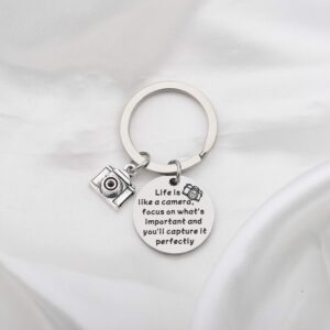 FUSTMW Photographer Gift Camera Charm Keychain Wedding Photographer Gift Camera Jewelry Gifts for Videographer Inspirational Gift (silver)