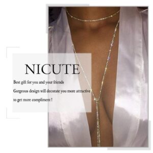 Nicute Star Y-Necklaces Rhinestone Long Necklaces Crystal Choker Chain Party Choker Necklace Jewelry for Women (Silver)