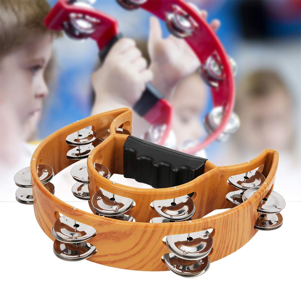 Bnineteenteam Handheld Tambourine,Rattle with Double Row 20 Pairs Metal Jingles Tambourine for Adults Kids Games Party