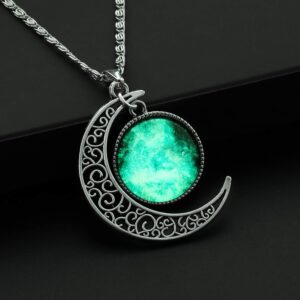 Lcbulu Galaxy Crescent Moon Pendant Necklaces Jewelry for Women18''