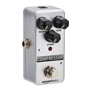 amazon basics compressor guitar pedal, fully analog circuit, silver