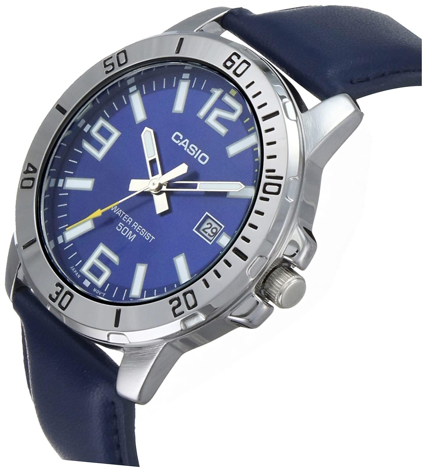 Casio MTP-VD01L-2BV Men's Enticer Blue Leather Band Blue Dial Casual Analog Sporty Watch