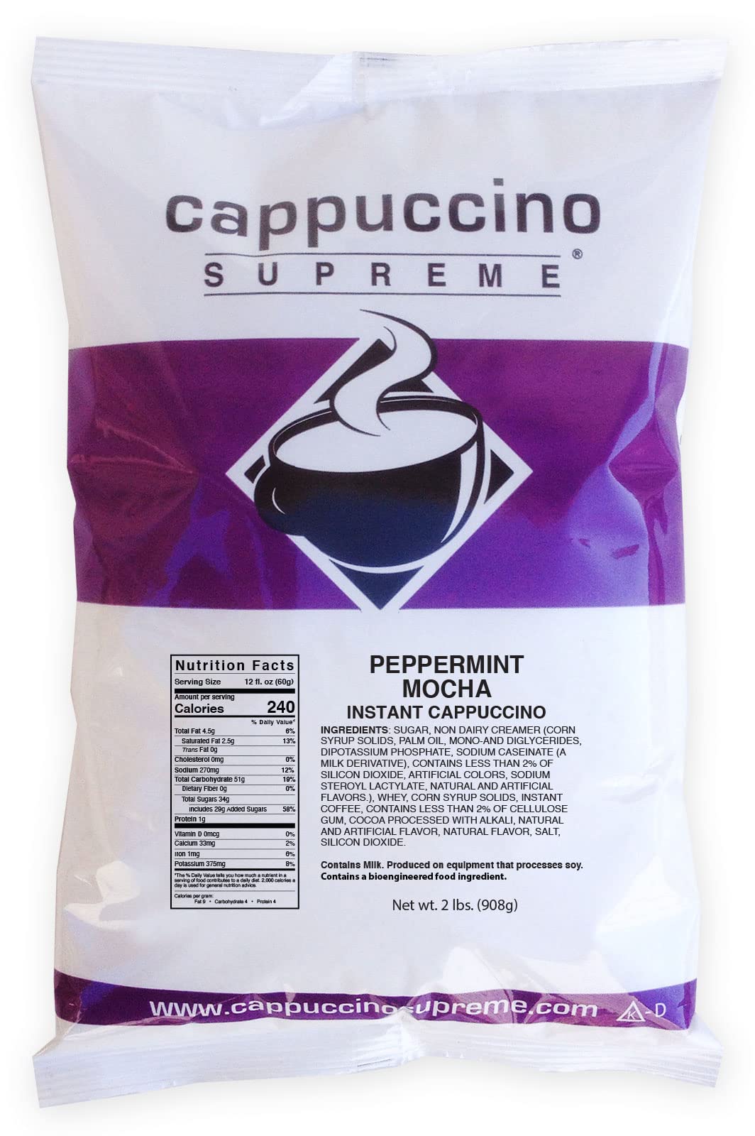 Cappuccino Supreme Peppermint Mocha Instant Cappuccino Mix 6 x 2 lbs