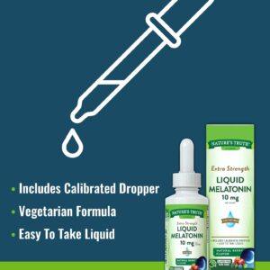 Liquid Melatonin Drops | 10 mg | 2 Fl oz Maximum Strength for Adults | Berry Flavor | Vegetarian, Non-GMO, Gluten Free | by Nature's Truth