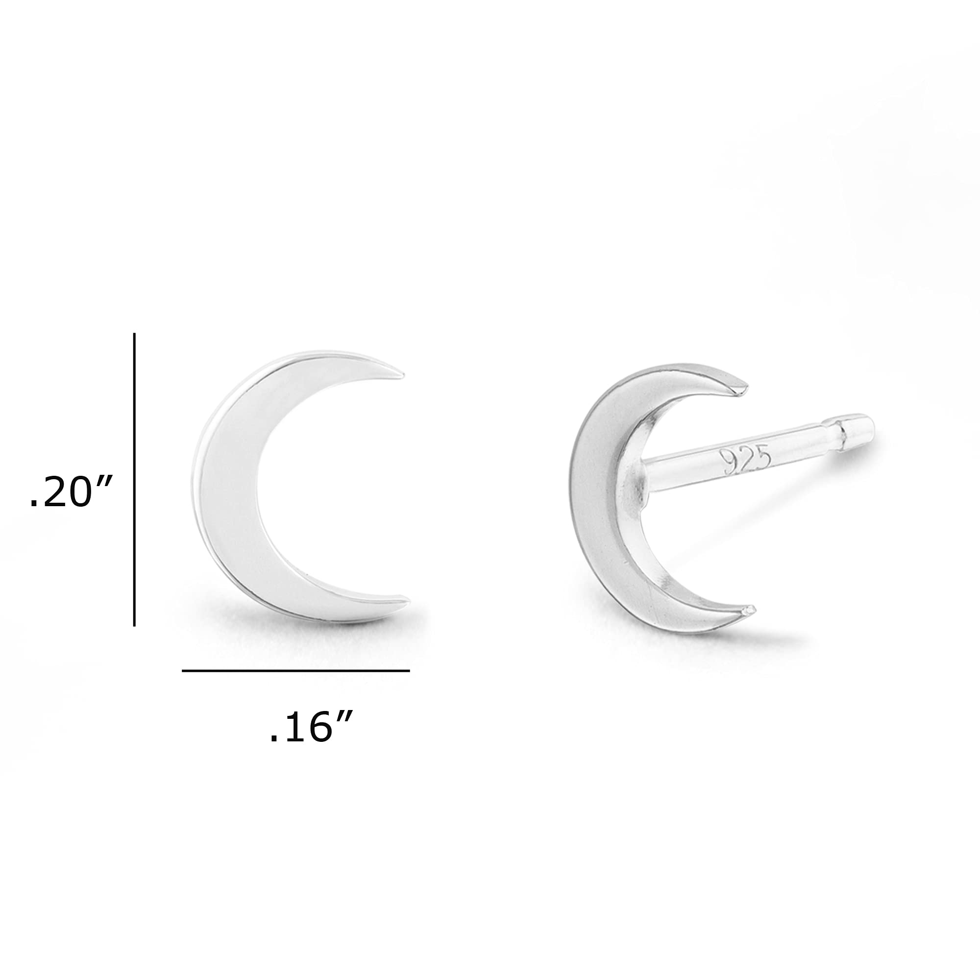 Boma Jewelry Sterling Silver Crescent Moon Stud Earrings