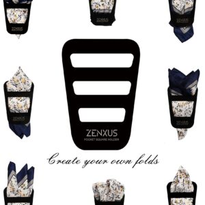 ZENXUS Printed Pocket Squares 8-Pack, plus 3 Folds Holder, Penetrating Printed Men's Handkerchiefs, Sewn by Hand