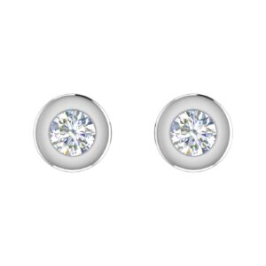 1/2 Carat Bezel Set Diamond Stud Earrings in 14K White Gold - IGI Certified