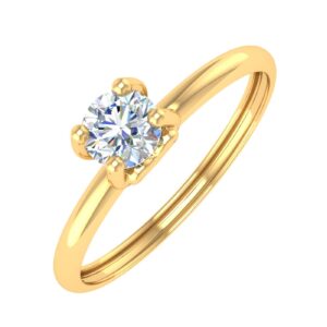 1/4 Carat 4-Prong Set Diamond Solitaire Engagement Ring Band in 10K Yellow Gold (Ring Size 7.5)