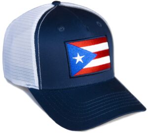 international tie navy white flag hats - snapback trucker baseball hat (puerto rico)