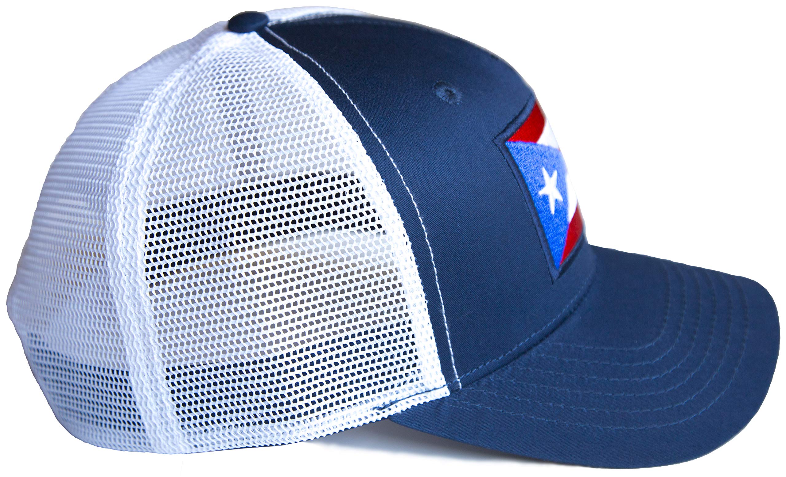 International Tie Navy White Flag Hats - Snapback Trucker Baseball Hat (Puerto Rico)