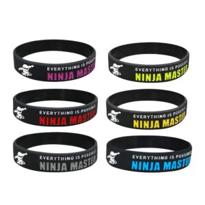 Cleverplay 24 Pack Ninja Silicone Wristbands Bracelets ,Birthday Decoration Party Favors for Kids ,Goody Bag Supplies Gifts