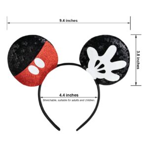 CHuangQi Mouse Ears Headband, Double-sided Sequins, Glitter Hair Band for Birthday Party, Holiday Dresses & Cosplay For Unisex Children