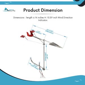 MARINE CITY 316 Grade Stainless Steel Marine Sailboat Masthead Wind Direction Indicator 14-1/2 Inches Stainless Steel LED Light for Marines – Boats – Yachts (Pack of 1)