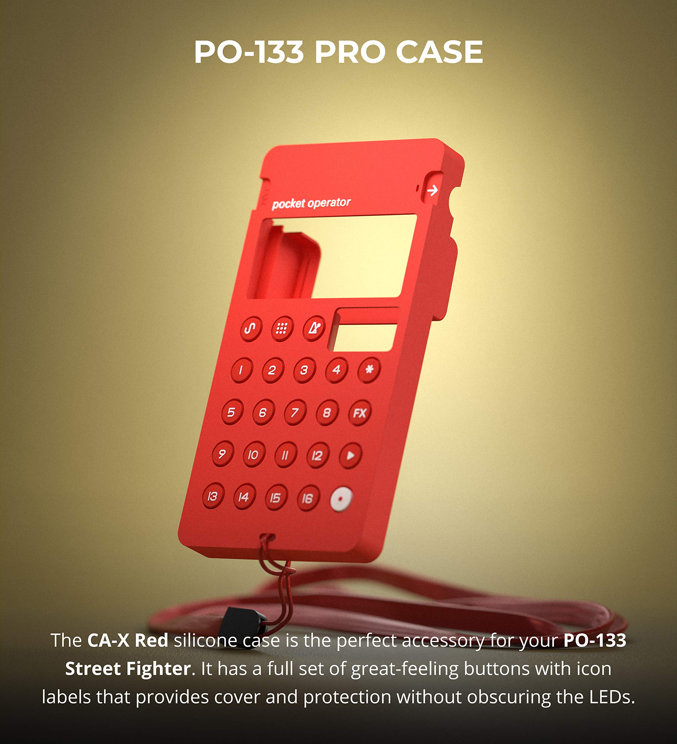 teenage engineering CA-X silicon pro-case for pocket operators with built-in battery protection and anti-slip feet (red)