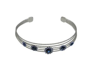 faship gorgeous navy blue crystal art deco floral cuff bracelet - navy blue