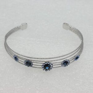 Faship Gorgeous Navy Blue Crystal Art Deco Floral Cuff Bracelet - Navy Blue