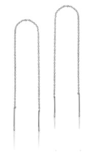 a pair 925 sterling silver tassel threader drop earrings long chain ear line