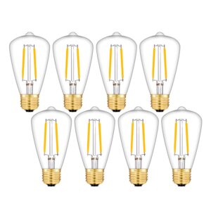 OMAYKEY 2W LED Edison Bulb 25W Equivalent 3000K Soft White 250 LM, E26 Base Antique Edison Style Clear Glass Tiny ST48 Dimmable LED Chandelier Filament Light Bulbs, Pack of 8