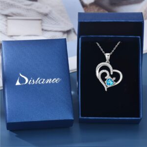 Distance Double Love Heart Necklace for Women 925 Sterling Silver Ocean Spray Sea Turtle Pendant Necklace Birthday Gifts for Daughter Wife