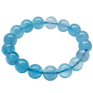 muko gemstone genuine natural blue aquamarine crystal stretch clear round beads women men bracelet 7-13mm aaaaa (7)