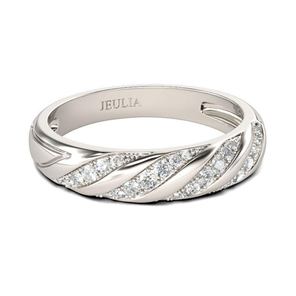 Jeulia 0.5 Carat CZ Wedding Band for Women 925 Sterling Cubic Zirconia Band Rings Half Eternity Engagement Rings Anniversary Promise Romantic Jewelry Gift (7)