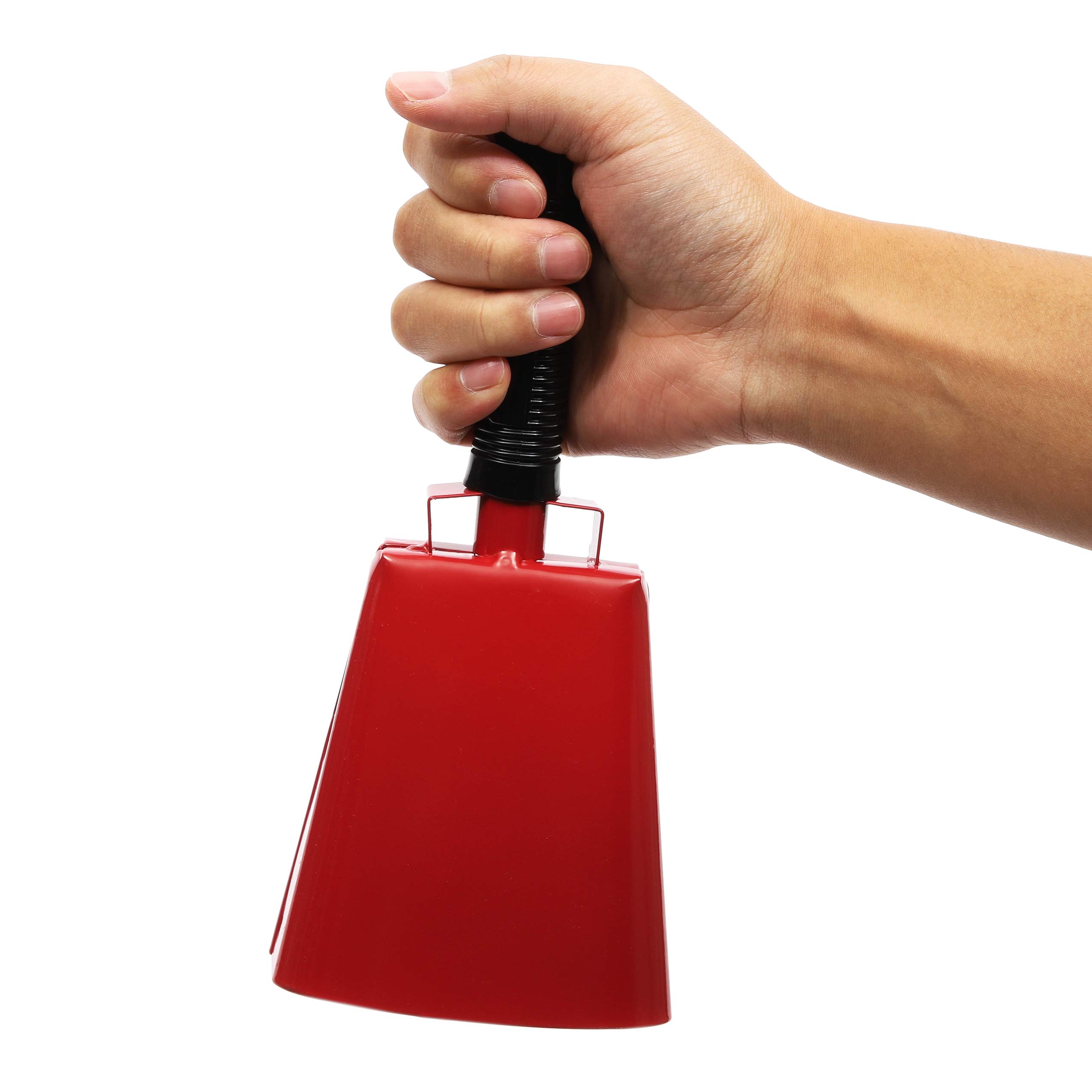 2 Pack 9.5-inch Cowbells for Sporting Events, Percussion Noise Makers with Handle for Football Games, Stadiums (Red)