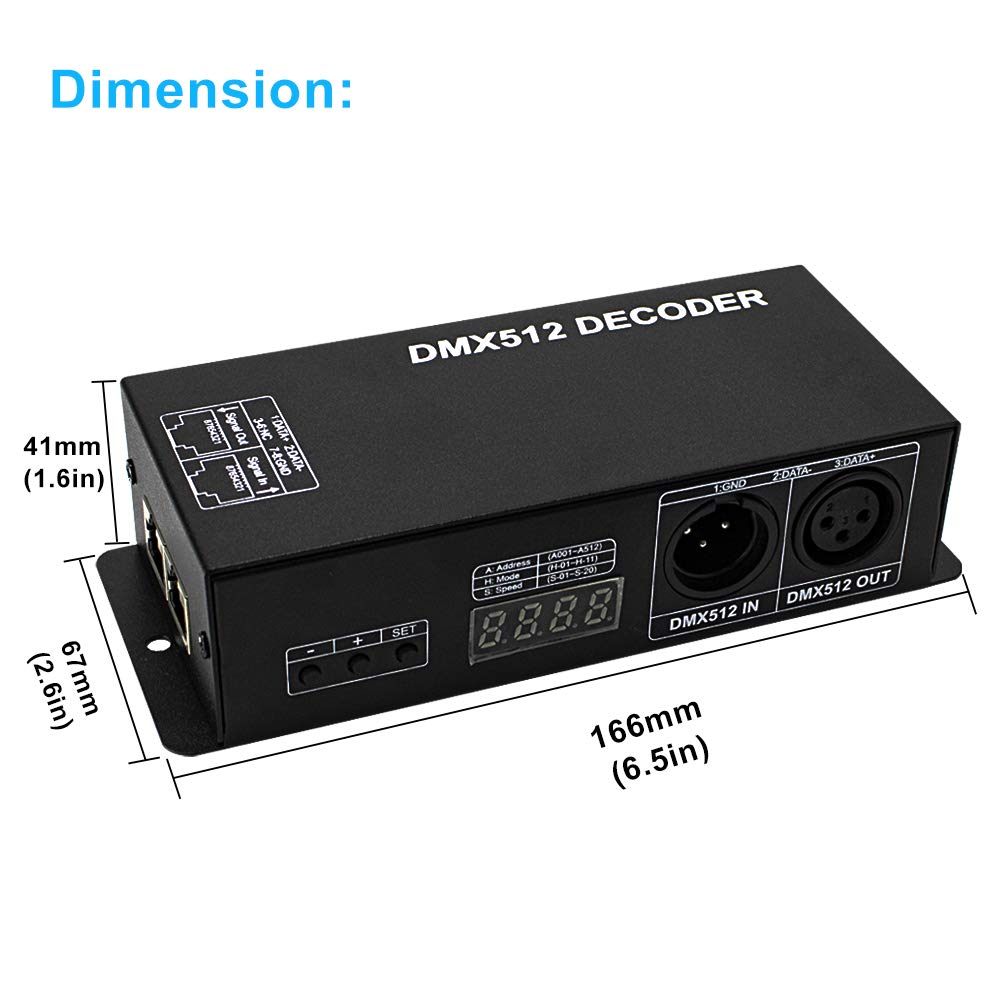 High Power Dmx Led Decoder Controller Led DMX 512 Dimmer Driver DC12V-24V for led rgb strip or lights (3 Channel(with digital display))