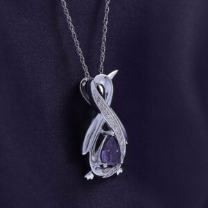 Pear Simulated Amethyst & Diamond Accent Infinity Penguin Pendant Necklace 14k White Gold Over Sterling Silver with 18" Chain