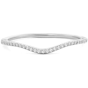 14k white gold plated 925 sterling silver 0.32 (ctw) cubic zirconia wedding curved half eternity band ring for womens