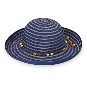 wallaroo hat company – women’s breton sun hat – upf 50+ sun protection, packable design and adjustable sizing for medium crown sizes – versatile style for travel, beach and everyday (navy)