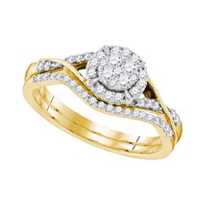 solid 10k yellow gold round diamond bridal wedding engagement ring band set 3/8 ct. - size 5