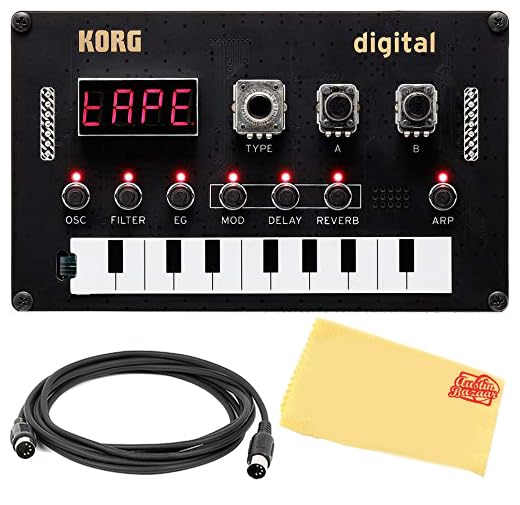 Korg Nu:tekt NTS-1 Programmable Synthesizer Kit Bundle with MIDI Cable and Austin Bazaar Polishing Cloth