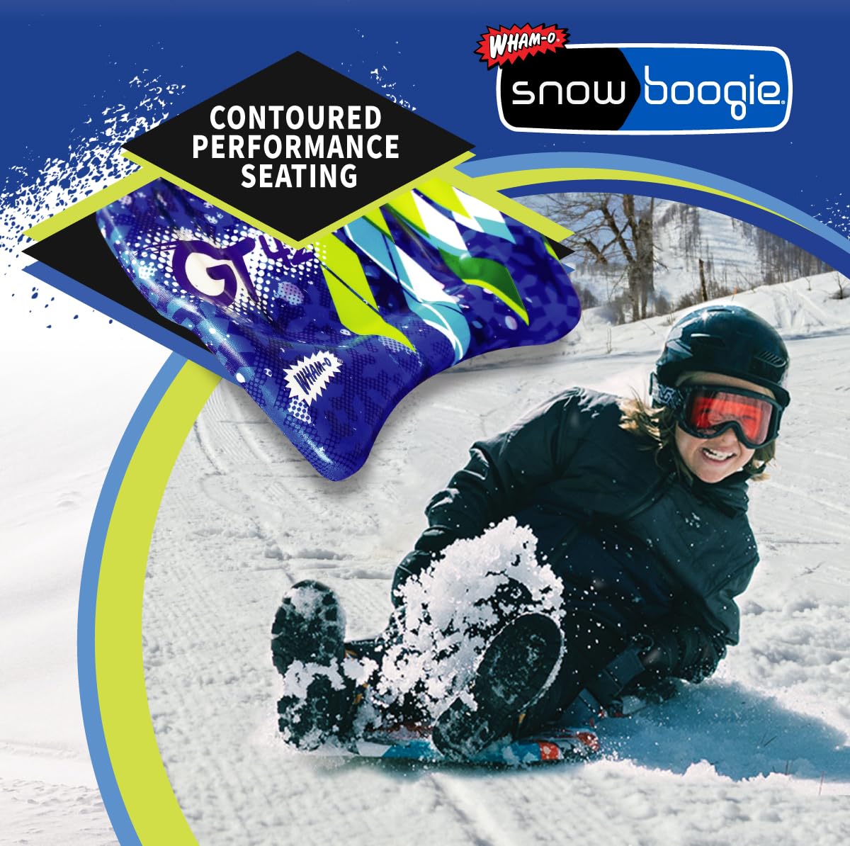 Wham-O Snowboogie GT-42 | 42 Inch Single Rider Snow Foam Sled PE Foam Core Sled with Soft Handles | Slick Bottom for Speed & Control | Snow Sledding for Adults & Children | Holidays & Winter