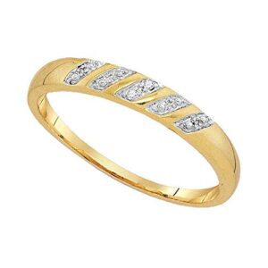 Solid 10k Yellow Gold His and Hers Round Diamond Solitaire Matching Couple Three Rings Bridal Engagement Ring Wedding Bands Set 1/10 Ct. - (L = 5, M = 10)