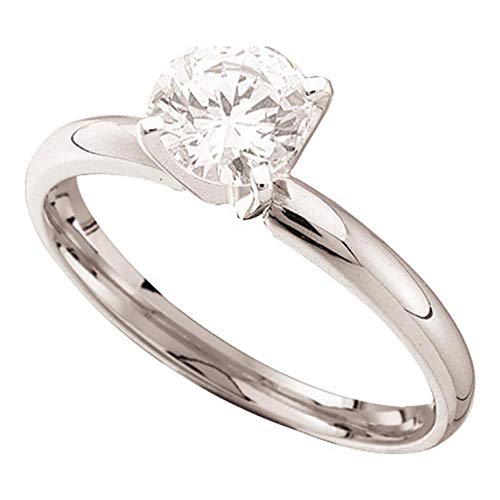 Solid 14k White Gold Round Diamond Solitaire Bridal Wedding Engagement Ring Band 1/4 Ct. - Size 8