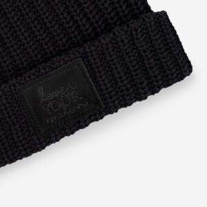 Love Your Melon Beanie for Men & Women, Leather Pom Beanie Black, Winter Hats, Unisex Beanies, 100% Cotton Made Lined Knit Warm Thick Skully