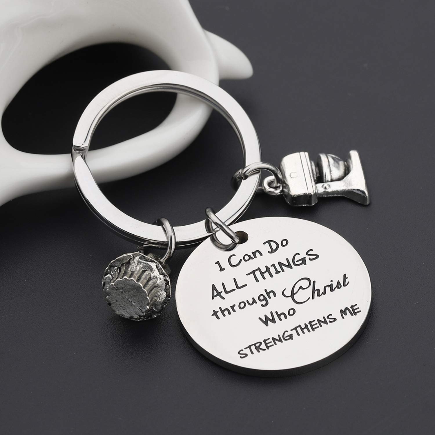 LQRI Baker Gift Pastry Chef Gift I Can Do All Things Through Christ Who Strengthens Me Keychain Baking Gift Culinary Student Graduation Gift (sliver)