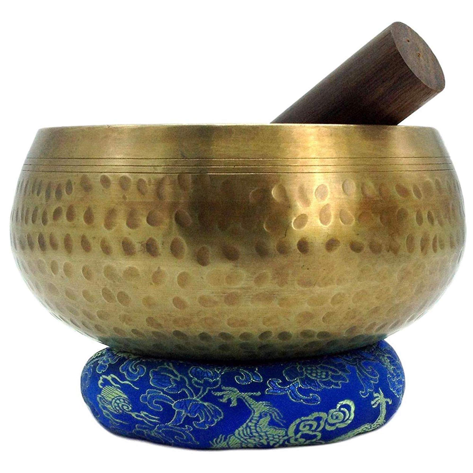 2.2 Pounds Large 5.90 Inches Meditation Grade Professional Quality Hand Hammered Tibetan Singing Bowl Set Yoga Sound Bowl Made with Seven Metals for Healing and Relaxation