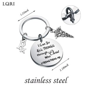 LQRI Rx Pharmacist Pharmacy Keychain Rx Symbol Rx Gift I Can Do All Things Through Christ Who Strengthens Me Keychain Pharmacy Technician Gift Rx Graduation Gift (sliver)