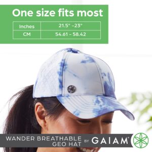 Gaiam Wander Breathable Geo Gray Hat - Cute Women's Baseball Hat for Summer, Lightweight, Adjustable Strap, Moisture-Absorbing Sweatband for Running & Hiking, 6-Panel Ball Cap for Women, Dusk