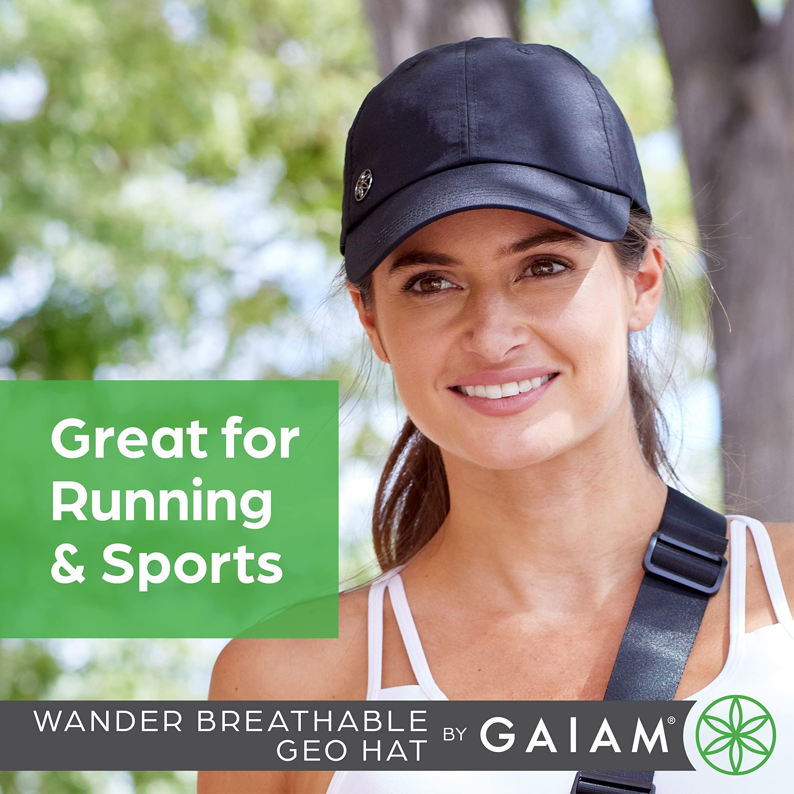 Gaiam Wander Breathable Geo Gray Hat - Cute Women's Baseball Hat for Summer, Lightweight, Adjustable Strap, Moisture-Absorbing Sweatband for Running & Hiking, 6-Panel Ball Cap for Women, Dusk