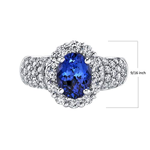 TVON - 1.77Cts Oval Natural Tanzanite GemStone and Diamond - Vintage Ring for Women in 14K Rose Gold Prong Setting, 8.5