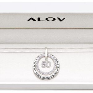 ALOV Jewelry Sterling Silver 50th Birthday It Took 50 Years of Life Journey to Become This Fabulous and the Best is Yet to Come Cubic Zirconia Pendant Necklace