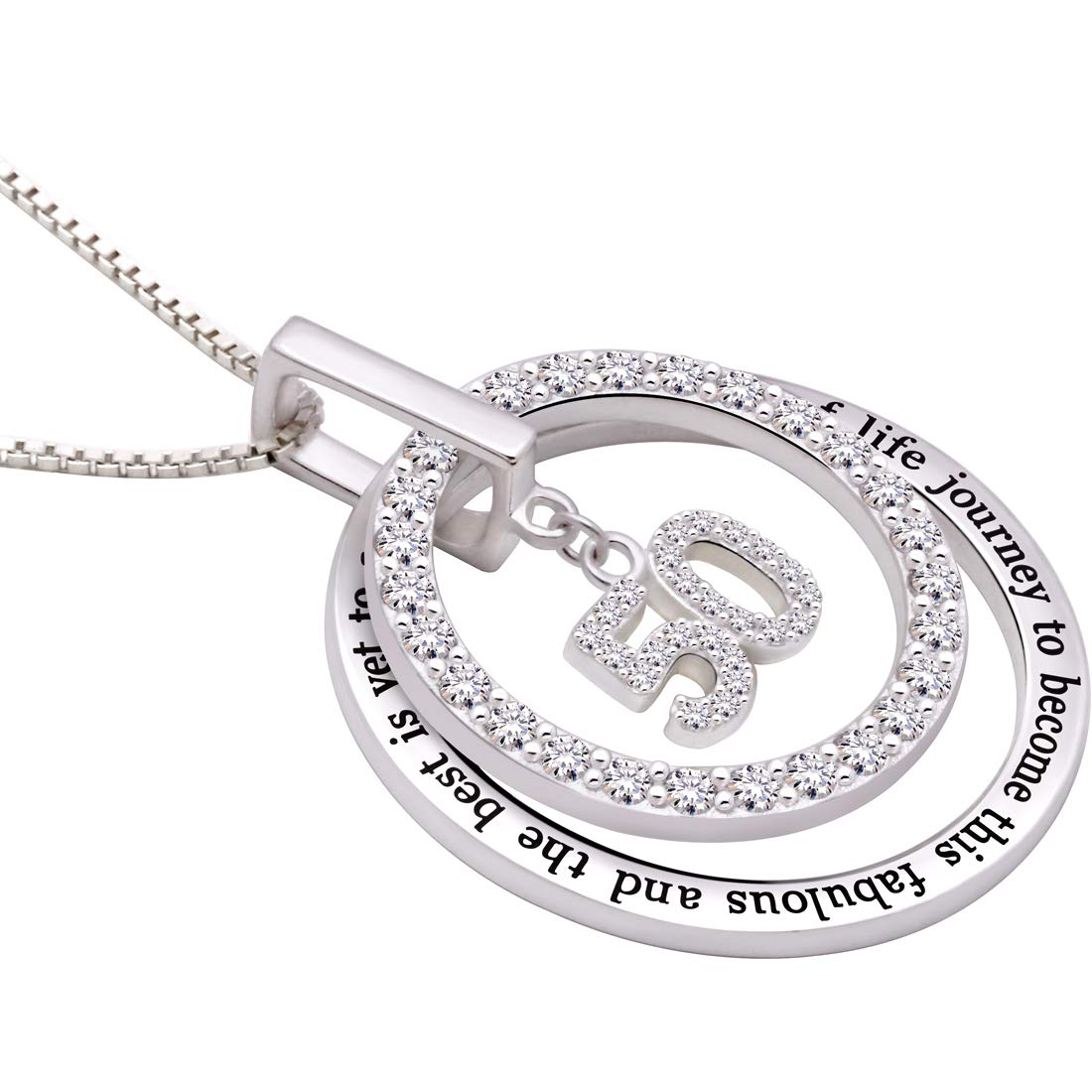 ALOV Jewelry Sterling Silver 50th Birthday It Took 50 Years of Life Journey to Become This Fabulous and the Best is Yet to Come Cubic Zirconia Pendant Necklace