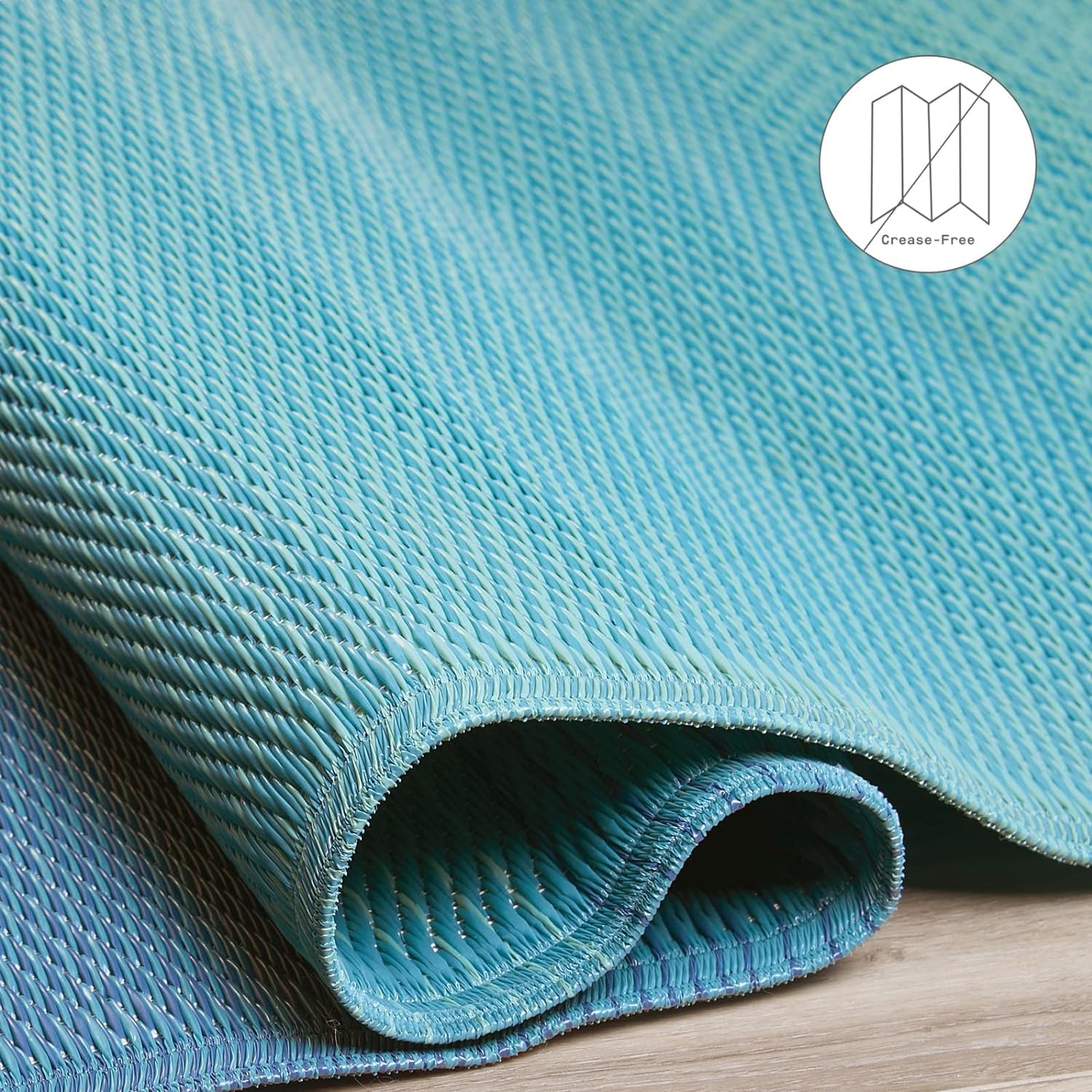 Fab Habitat Outdoor Rug - Waterproof, Fade Resistant, Crease-Free - Premium Recycled Plastic - Ombre - Large Patio, Deck, Sunroom, Camping, RV - Big Sur - Teal - 6 x 9 ft