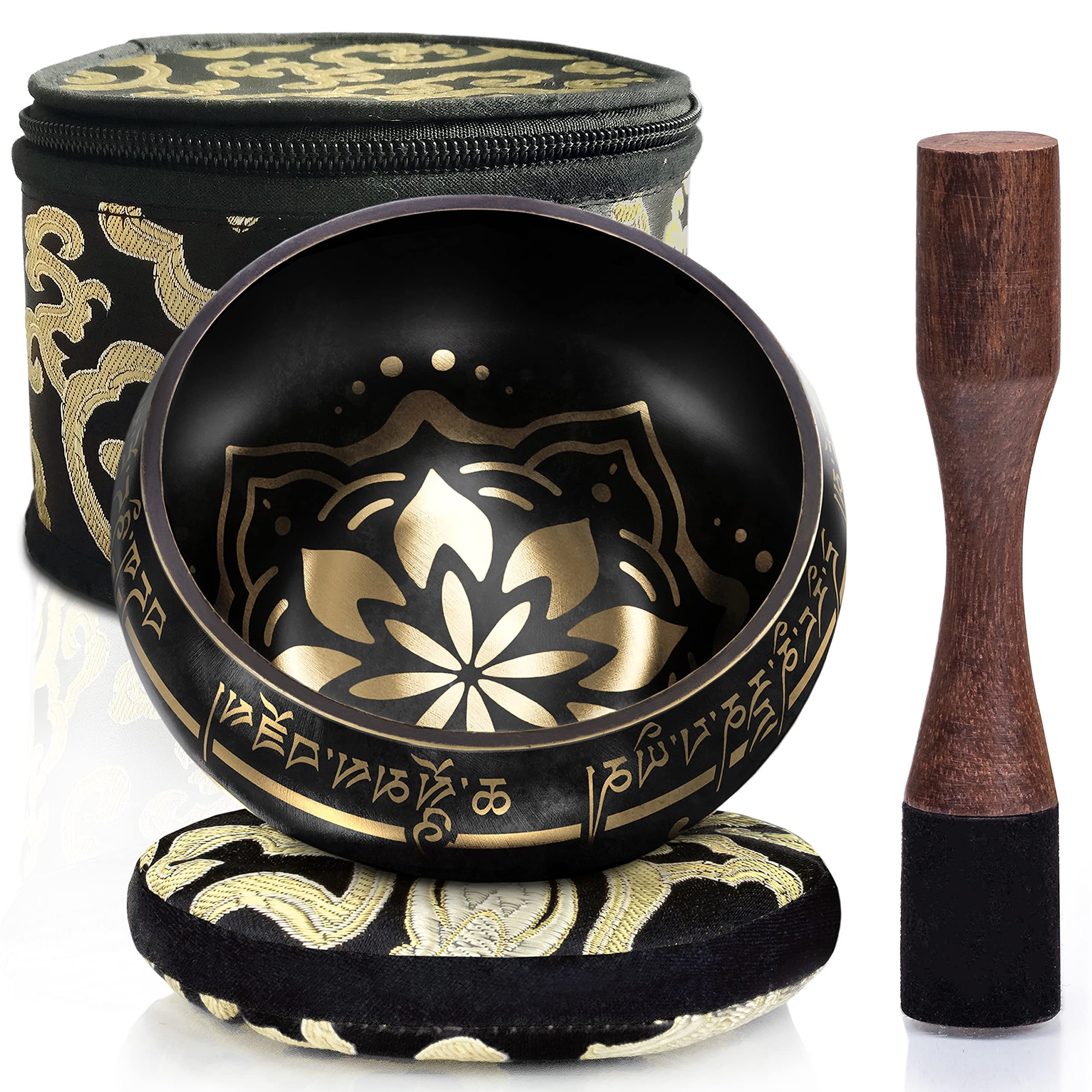 Tibetan Singing Bowl Set – Authentic Hand-Tuned Sound Bowl for Meditation – Complete Meditation Bowl Kit with Cushion, Mallet, Box & Guide – Perfect Tibetan Bell for Yoga, Relaxation, & Sound Healing