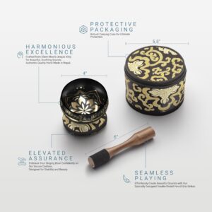 Tibetan Singing Bowl Set – Authentic Hand-Tuned Sound Bowl for Meditation – Complete Meditation Bowl Kit with Cushion, Mallet, Box & Guide – Perfect Tibetan Bell for Yoga, Relaxation, & Sound Healing